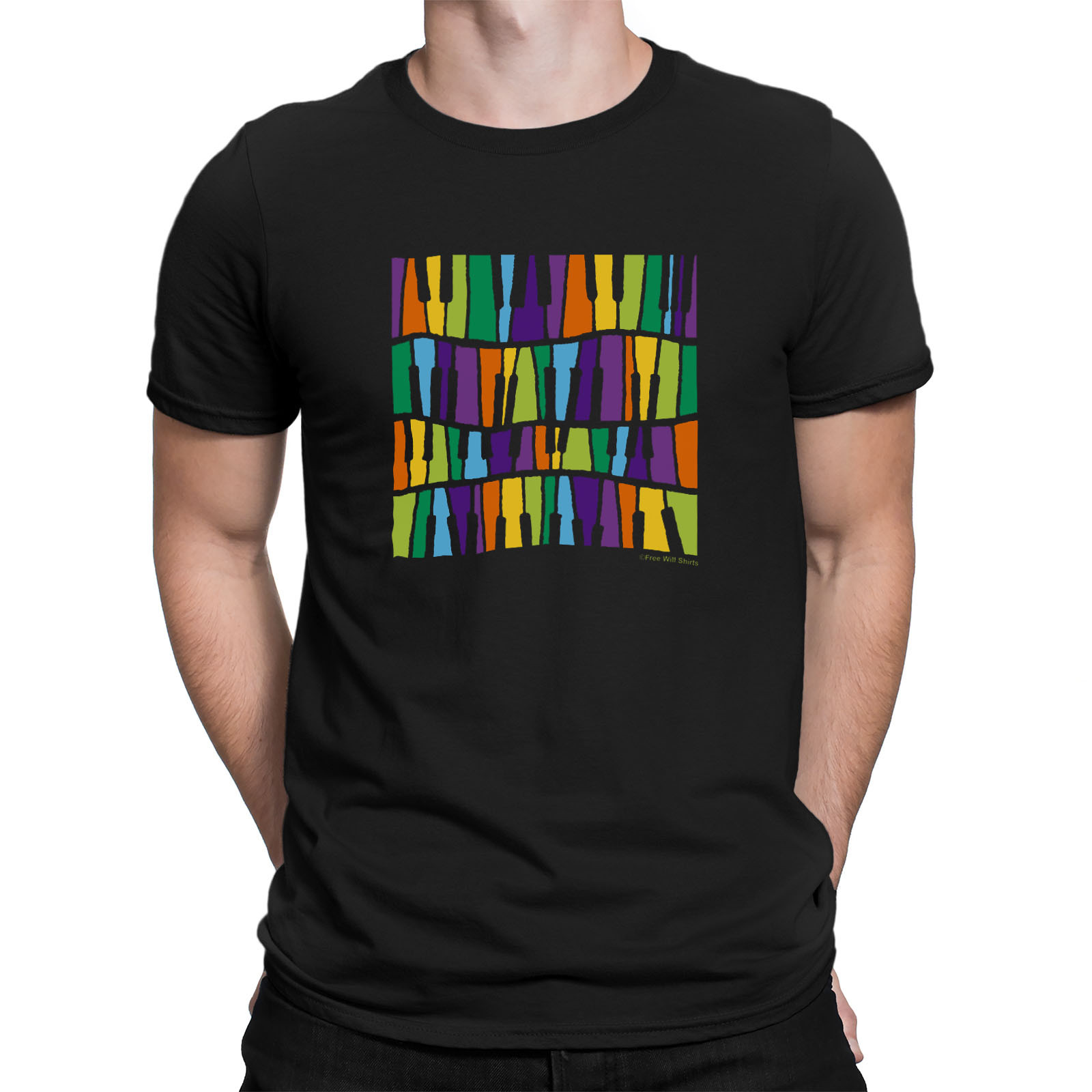 Musical Instrument Glass - Mens Quality Cotton T-Shirt STAINED GLASS