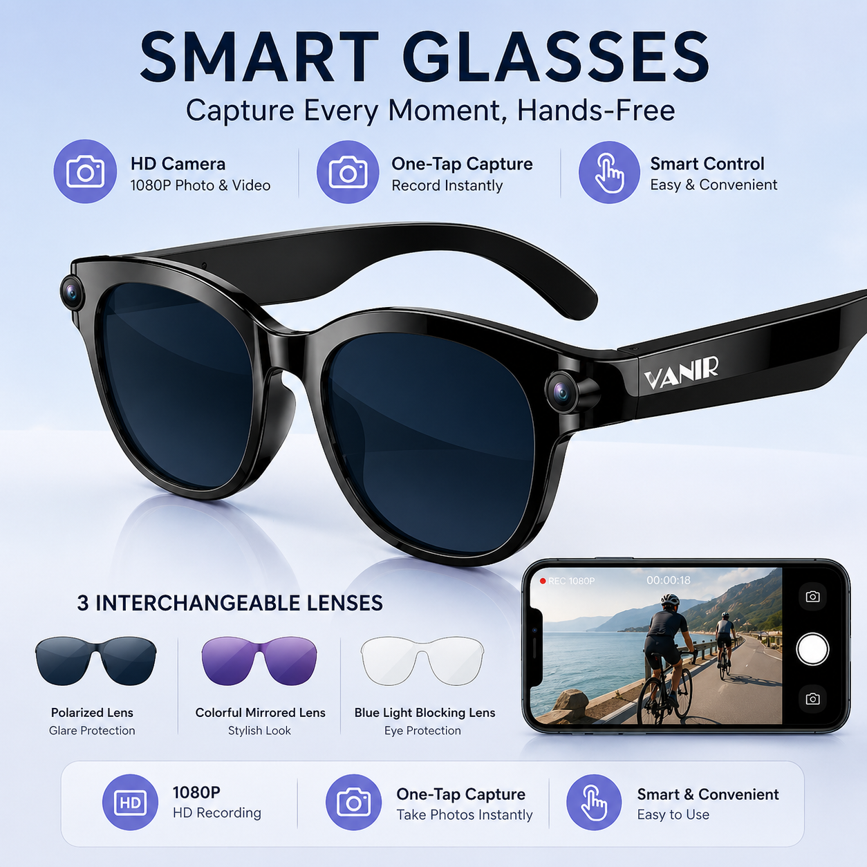 Musical Instrument Glass - VANIR Smart AI Glasses 8MP Camera,