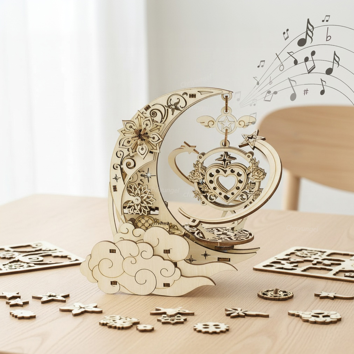 Musical Instrument Diy - 3D Wooden Puzzle Moon Star Model