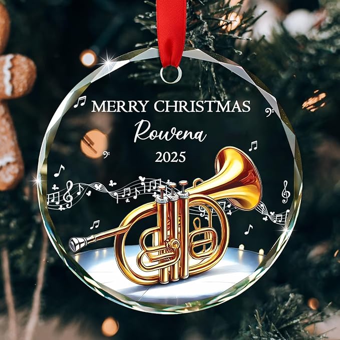 Musical Instrument Glass - Unique Cornet Instrument Glass Keepsake Ornament