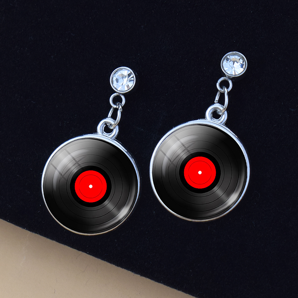 Musical Instrument Glass - Sparkling Rhinestone Stud Earrings with Musical