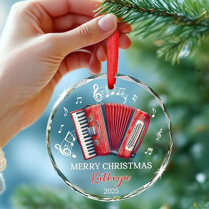 Accordion Lover Christmas Orna - Musical Instrument Glass 리뷰 및 가격