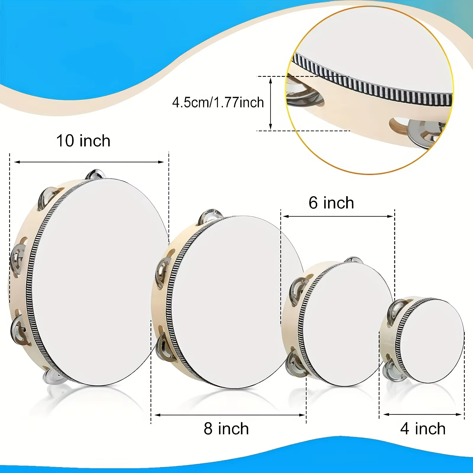 4/ 6inch Hand Tambourine, Meta - Musical Instrument Diy 리뷰 및 가격