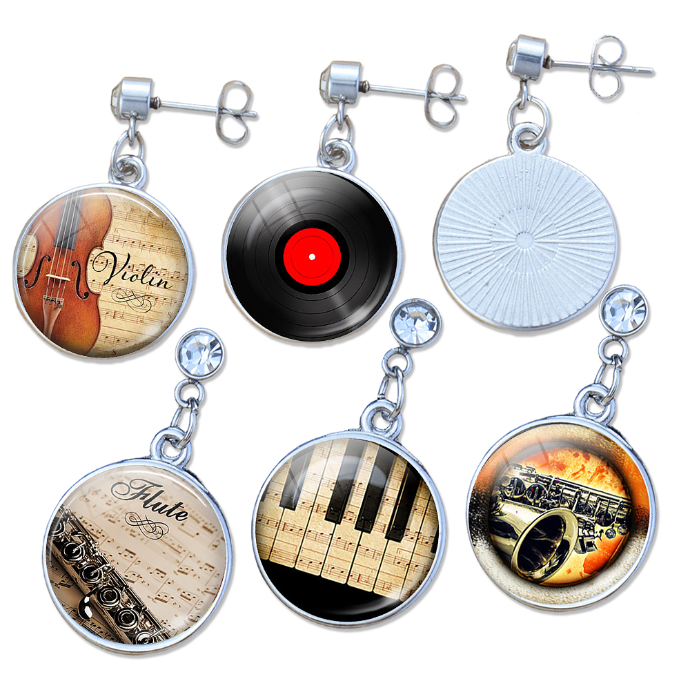 Sparkling Rhinestone Stud Earr - Musical Instrument Glass 리뷰 및 가격